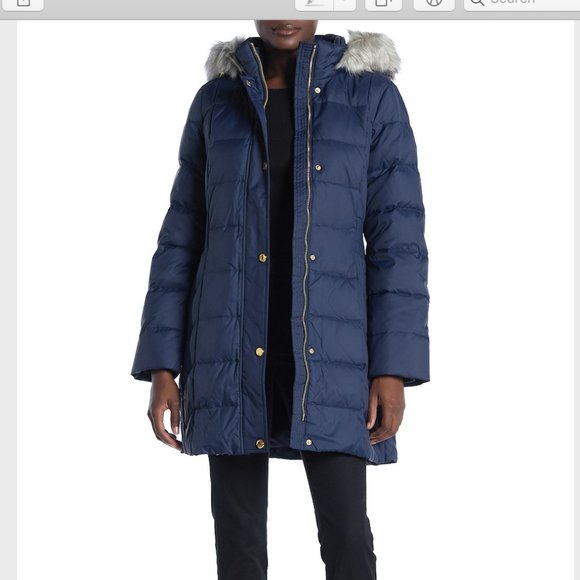 NWT Anne Klein Faux Fur Hoodie Puffer Coat - Picture 1 of 6